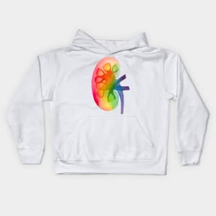 Watercolor Rainbow Kidney (white) Kids Hoodie